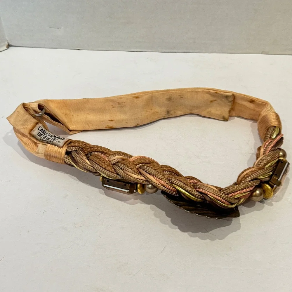 Carolyn Tanner Designs Braided Shell Belt Womens OS Gold Fair Vintage Stained - Picture 7 of 10